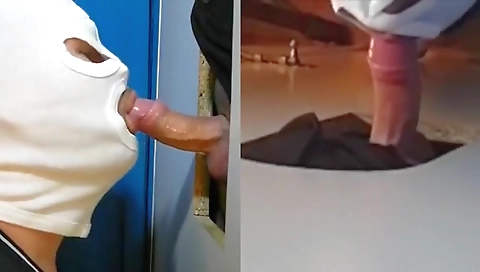 Sexy black girl gets her feet by two guys