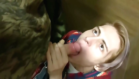 Blonde slut takes it in the ass and pussy