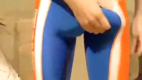 Sexy blonde girl's ass in ale eight