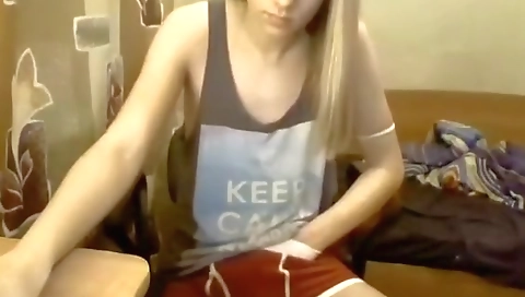 Sexy young chick masturbates with her slave