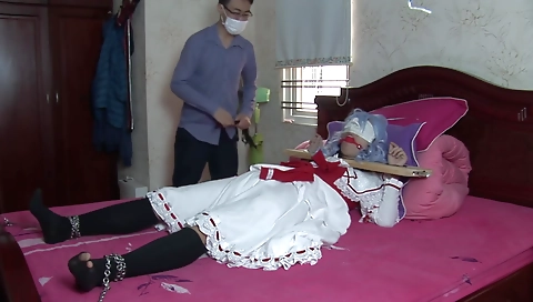 Beautiful girl has a dirty in ukrainianer